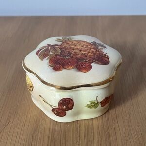 Vintage Royal Worcester Small Fruit Porcelain Trinket Box & Lid